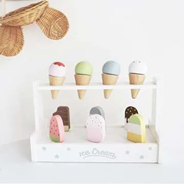 nunukids Wooden Ice Cream Set for Toddlers Fun Play