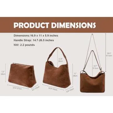 YLYYHH Vintage Suede Woven Tote Bag for Women