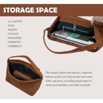 YLYYHH Vintage Suede Woven Tote Bag for Women