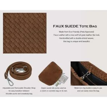 YLYYHH Vintage Suede Woven Tote Bag for Women