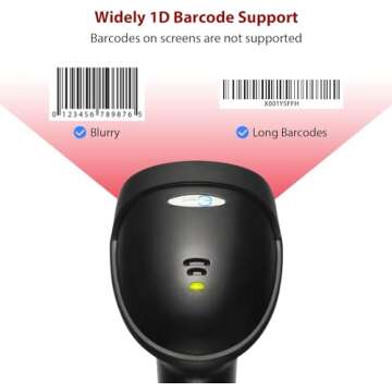 Esky Barcode Scanner with Stand, Wired Handheld Bar Code Scanner with Adjustable Stand, Automatic 1D USB Laser Scanner Support Windows/Mac/Linux for Store, Supermarket, Warehouse, Library