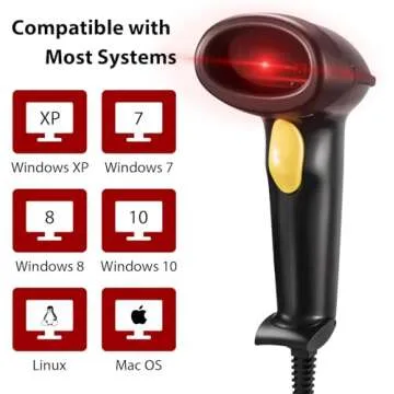 Esky Barcode Scanner with Stand, Wired Handheld Bar Code Scanner with Adjustable Stand, Automatic 1D USB Laser Scanner Support Windows/Mac/Linux for Store, Supermarket, Warehouse, Library