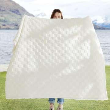 Bedsure White Fleece Blanket for Couch - Super Soft Cozy Twin Blankets for Women, Cute Small Throws ...