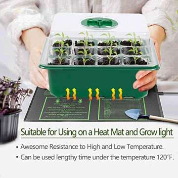 Seed Starter Tray Kit Humidity Adjustable Plant Seedling Trays with Dome and Base (Green, 12)