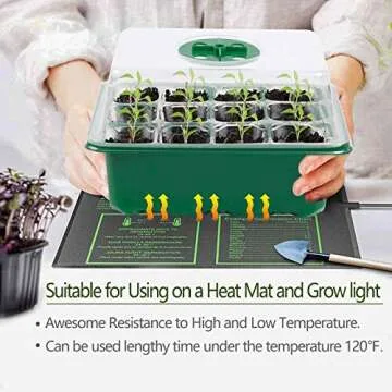 Seed Starter Tray Kit Humidity Adjustable Plant Seedling Trays with Dome and Base (Green, 12)