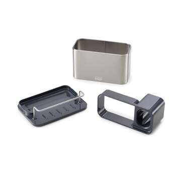 Joseph Joseph Surface Sink Caddy Stainless Steel Sponge Holder Organizer for Kitchen, Large, Grey