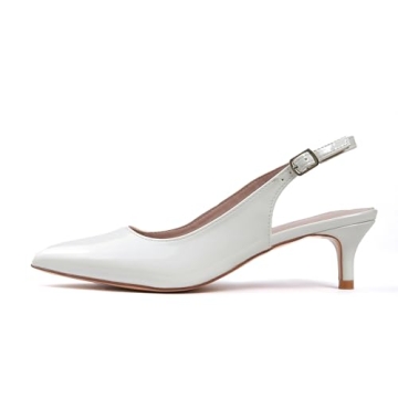 GENSHUO Low Kitten Heels Women's Slingback Dressy Pumps Pointed Closed Toe Ankle Strap Elegant Weddi...