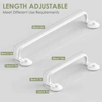 LUXEAR Suction Cup Towel Bar, 24 Inch Adhesive Bathroom Towel Bar, No Drill Hand Towel Holder with 5 Sliding Hooks, Wall Mounted Towel Bar for Shower Bathroom Kitchen Door - White