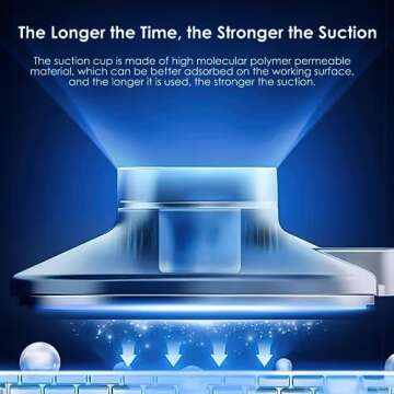 LUXEAR Suction Cup Towel Bar, 24 Inch Adhesive Bathroom Towel Bar, No Drill Hand Towel Holder with 5 Sliding Hooks, Wall Mounted Towel Bar for Shower Bathroom Kitchen Door - White