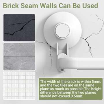 LUXEAR Suction Cup Towel Bar, 24 Inch Adhesive Bathroom Towel Bar, No Drill Hand Towel Holder with 5 Sliding Hooks, Wall Mounted Towel Bar for Shower Bathroom Kitchen Door - White