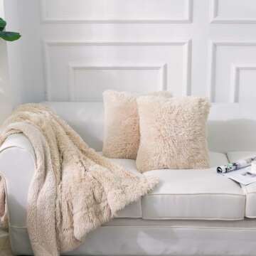 NordECO HOME Luxury Soft Faux Fur Fleece Cushion Cover Pillowcase Decorative Throw Pillows Covers, N...