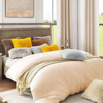 NordECO HOME Luxury Soft Faux Fur Fleece Cushion Cover Pillowcase Decorative Throw Pillows Covers, No Pillow Insert, 18" x 18" Inch, Beige, 2 Pack