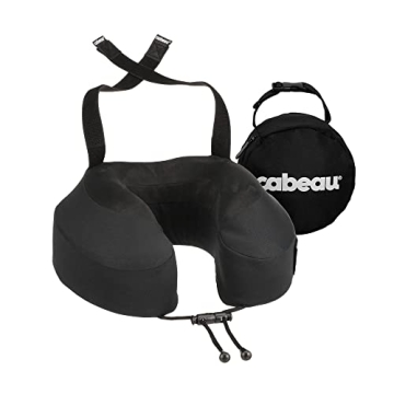 Cabeau Evolution S3 Travel Neck Pillow - Memory Foam Support with Adjustable Clasp and Seat Strap fo...