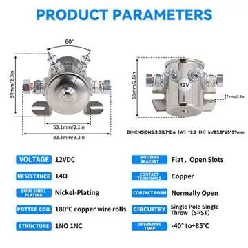 Stylemafia Max 300A Continuous Duty Solenoid Relay Nickel-Plating for Golf Carts, Winch, Marine in Rush 12VDC