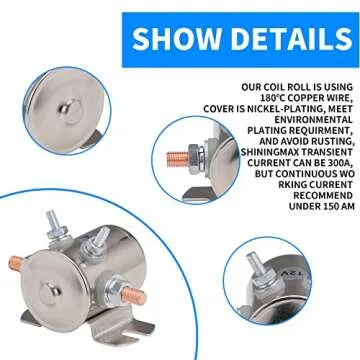 Stylemafia Max 300A Continuous Duty Solenoid Relay Nickel-Plating for Golf Carts, Winch, Marine in Rush 12VDC