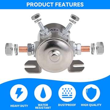Stylemafia Max 300A Continuous Duty Solenoid Relay Nickel-Plating for Golf Carts, Winch, Marine in Rush 12VDC