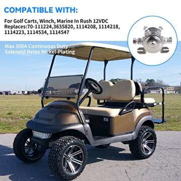 Stylemafia Max 300A Continuous Duty Solenoid Relay Nickel-Plating for Golf Carts, Winch, Marine in Rush 12VDC