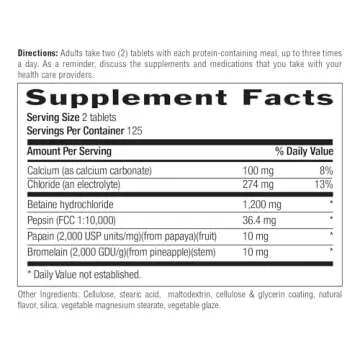 Support Digestion with Country Life Betaine Hydrochloride 250 Tablets