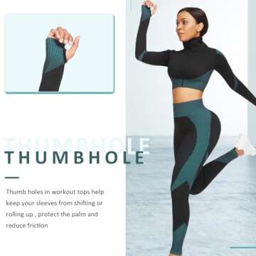 FeelinGirl Workout Sets for Women-2 Piece Seamless Yoga Outfit High Waist Leggings Crop Top Gym Plus Size Sets