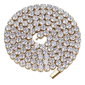 JINAO 6mm Tennis Chain Necklace - 18k Gold Plated Sparkling Bling for All