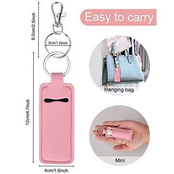 Meiiy Chapstick Holder Keychain Lip Balm Keychain Lipstick Sleeve Pouch Portable Pocket Lip Gloss Tu...