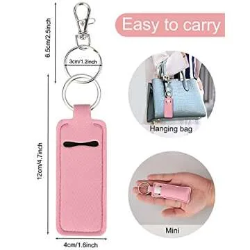 Meiiy Chapstick Holder Keychain Lip Balm Keychain Lipstick Sleeve Pouch Portable Pocket Lip Gloss Tu...