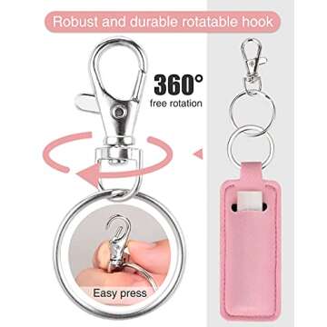 Meiiy Chapstick Holder Keychain Lip Balm Keychain Lipstick Sleeve Pouch Portable Pocket Lip Gloss Tube Holder Stocking Stuffers Gift for Women (7 colors)