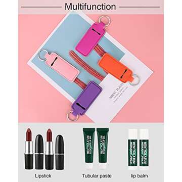 Meiiy Chapstick Holder Keychain Lip Balm Keychain Lipstick Sleeve Pouch Portable Pocket Lip Gloss Tube Holder Stocking Stuffers Gift for Women (7 colors)