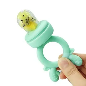 PandaEar 2 Pack Silicone Baby Fresh Fruit Feeder with 3 Different Size Silicone Pouch for Teething Relief| Baby Food Feeder Pacifier Training Massaging Toy Teether