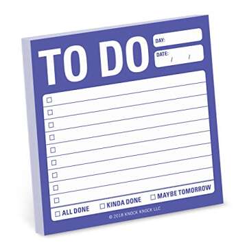 Knock Knock 8-Count To Do Sticky Notes - Humorous 3 x 3-inch Notepads