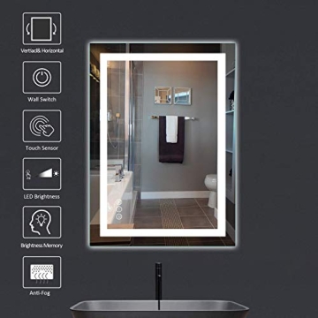 Amorho LED Bathroom Mirror with Anti-Fog and Dimming