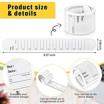 Chuangdi Silicone Nurse Slap Bracelet Reusable Wearable Notepad Wristband Waterproof to Do List Memo Wrist Band Writable Erasable Strap for Planner Reminder (White,2 Pieces)