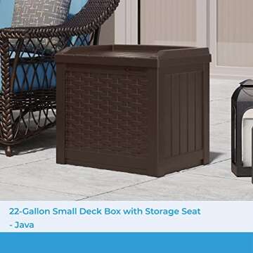 Suncast 22 Gallon Small Resin Storage Seat, Java, SSW600J