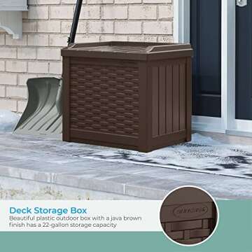 Suncast 22 Gallon Small Resin Storage Seat, Java, SSW600J