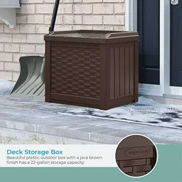 Suncast 22 Gallon Small Resin Storage Box for Outdoors