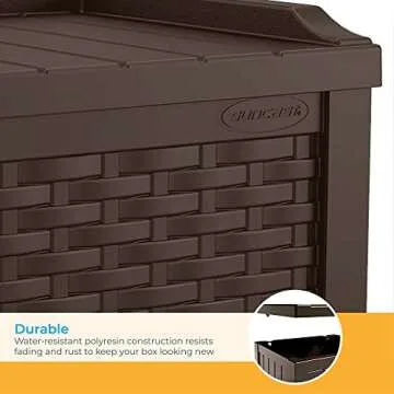 Suncast 22 Gallon Small Resin Storage Box for Outdoors