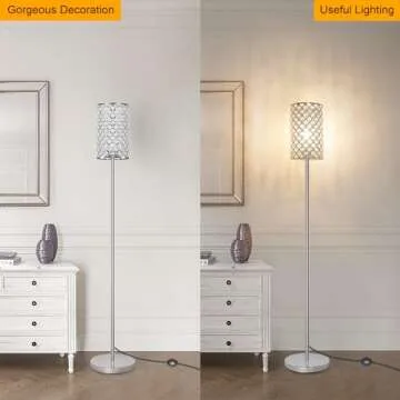 Elegant Crystal Floor Lamp with Foot Switch for Home