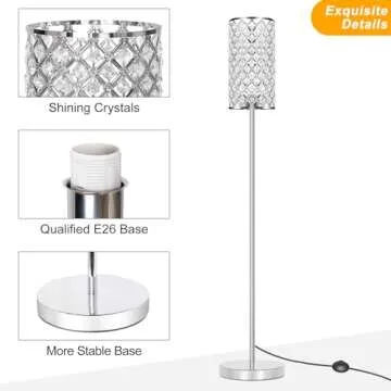 Elegant Crystal Floor Lamp with Foot Switch for Home