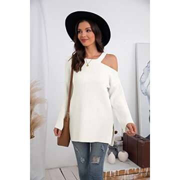 GRECERELLE Women's Stylish Cold Shoulder Sweater