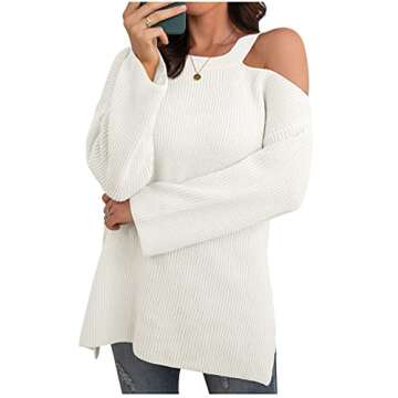 GRECERELLE Women's Stylish Cold Shoulder Sweater