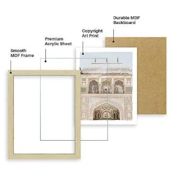 Moroccan Framed Wall Art Picture: Living Room Bedroom Desert Camel Landscape Print Vintage Boho Architecture Plant Painting Decor Nature Palm Tree Scene Photograph Artwork for Home