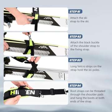 Hikeen Adjustable Ski Carrier Straps for All Ages
