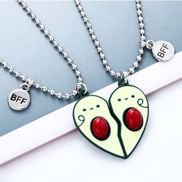 2-3Pcs Cute Magnetic Half Broken Heart Koala Panda Engraved Pendant Best Friend Necklace for Women Men Lovely Love Heart Necklace Friendship Couple Forever Jewelry-Avocado