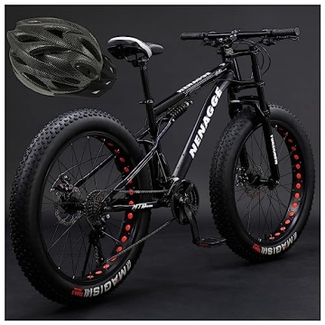 NENAGGE Fat Tire Mountain Bike 26 Inch Wheel 27 Speed Snow Mountain Bicycle for Men and Women, High ...
