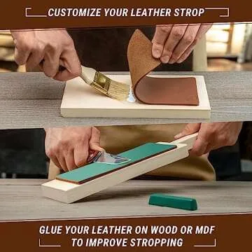 BeaverCraft Leather Knife Strop with Polishing Compound Kit