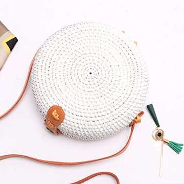 Weive Small Hand Woven Straw Bag For Women - Natural Boho Rattan Bags - Eco Friendly Round Basket Pu...