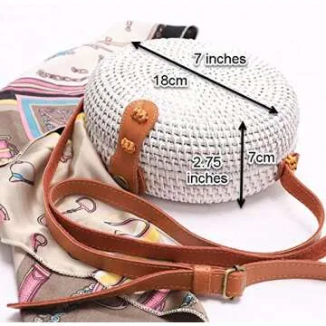 Weive Small Hand Woven Straw Bag For Women - Natural Boho Rattan Bags - Eco Friendly Round Basket Purse With Adjustable Leather Shoulder Strap - Crossbody Handwoven Wicker Women's Circle Handbag