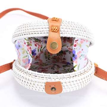 Weive Small Hand Woven Straw Bag For Women - Natural Boho Rattan Bags - Eco Friendly Round Basket Purse With Adjustable Leather Shoulder Strap - Crossbody Handwoven Wicker Women's Circle Handbag