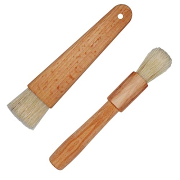 Exceliy 2 Sets Pastry Brushes with Wooden Handle Natural Bristles for Basting Spreading Butter Oil i...