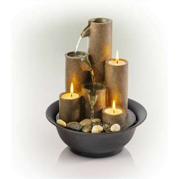 Alpine Tabletop Fountain with Candles – Relaxation Feature